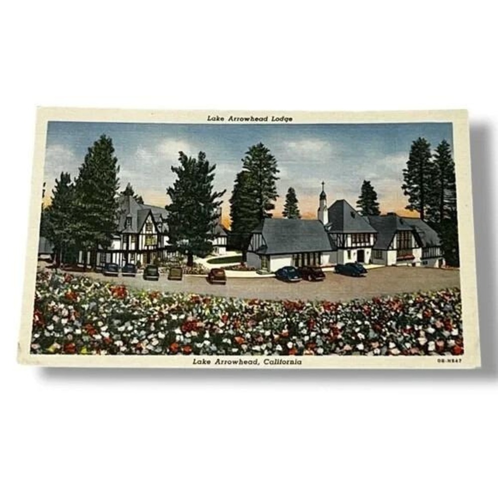 Postcard Lake Arrowhead Lodge Lake Arrowhead California Linen Card C357